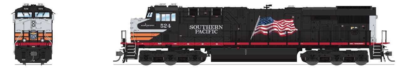 Broadway Limited #7188 GE ES44AC, Southern Pacific #524, Black Widow Scheme, Paragon4 Sound/DC/DCC (TW Exclusive)