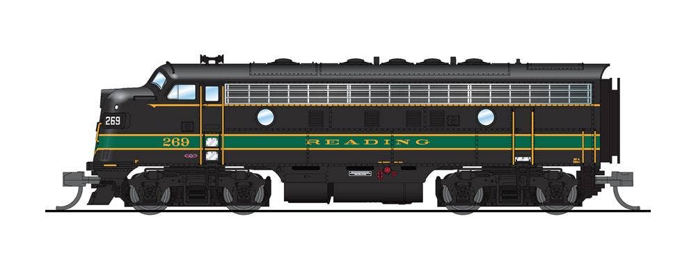 Broadway Limited #6866 EMD F7 A/B RDG 269A/269B Black Green &amp; Yellow A-unit Paragon4 Sound/DC/DCC Unpowered B