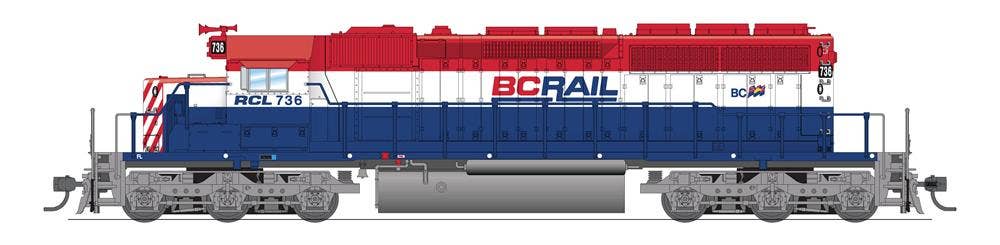 Broadway Limited #6776 EMD SD40-2 BC Rail 736 Red White &amp; Blue Paragon4 Sound/DC/DCC