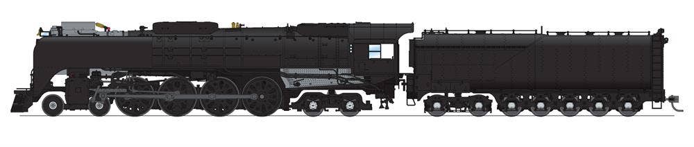Broadway Limited #6647 Union Pacific 4-8-4 Class FEF-3 Unlettered Black &amp; Graphite Paragon4 Sound/DC/DCC Smoke